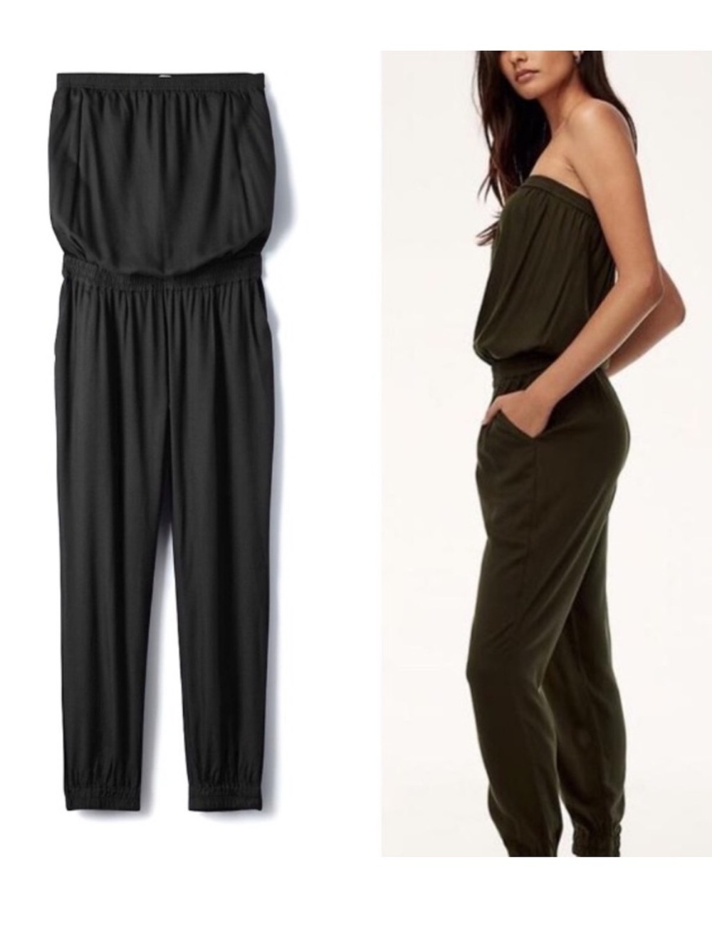 Aritzia Talula Black Strapless Tie-Waist Jumpsuit XS